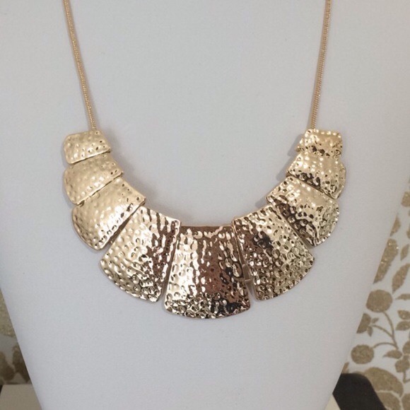 Gold Hammered Necklace - Picture 2 of 2